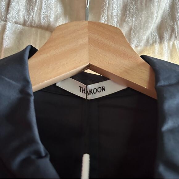 Thakoon Fitted Puff Sleeve Shirt Jacket Navy Blue Collar Full Zip NWT Size 6 - Picture 5 of 8